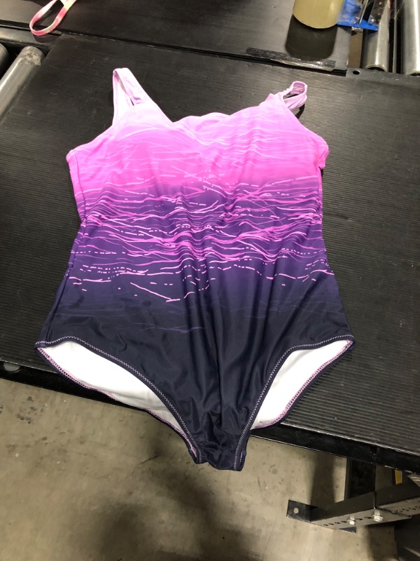 Photo 1 of Aleumdr Womens Color Block Print One Piece Swimsuits Athletic Training Swimwear Bathing Suits Medium Purple