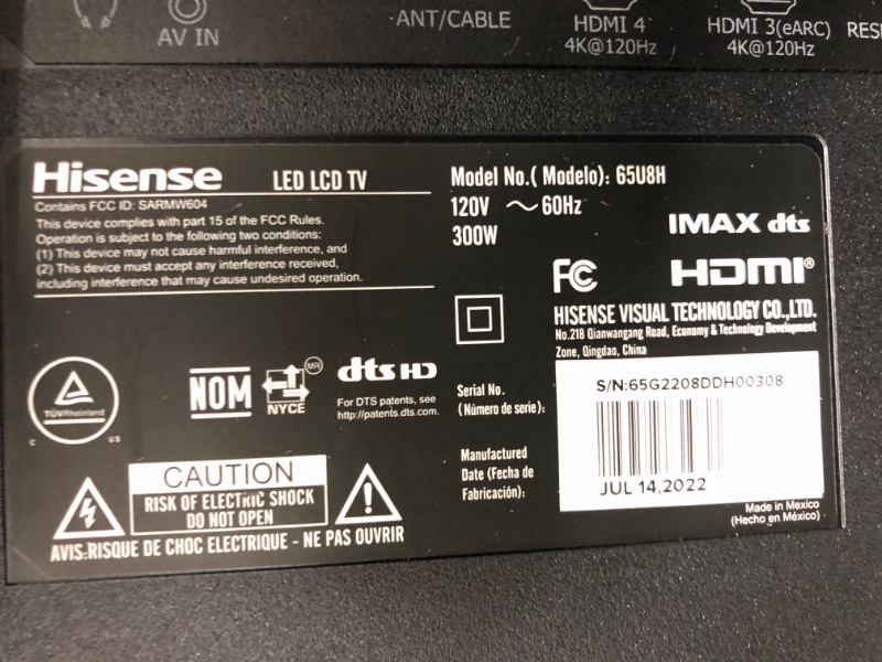 Photo 4 of Hisense U8H QLED Series Quantum 4K ULED Mini-LED 65-Inch Class Google Smart TV with Alexa Compatibility, Quantum Dot, 1500-nit HDR10+, and Dolby Vision (65U8H, 2022 Model)