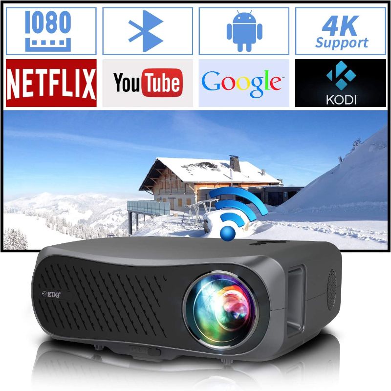 Photo 1 of Full HD Wifi Bluetooth Projector 1080P Native Support 4K,10000 Lumen LED Smart Android Wireless Home Outdoor Business Projector 1920x1080 USB HDMI VGA AV Audio for Laptop PC TV DVD PS4 Smartphones Mac
