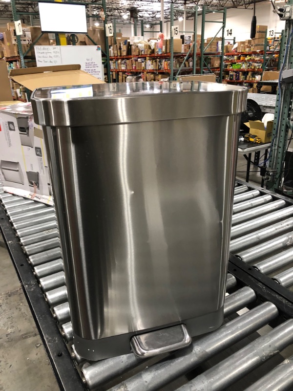 Photo 2 of 13 Gal. ALL Stainless Steel Step-On Large Metal Kitchen Trash Can w/Clorox Odor Protection and Soft-Closing Lid
