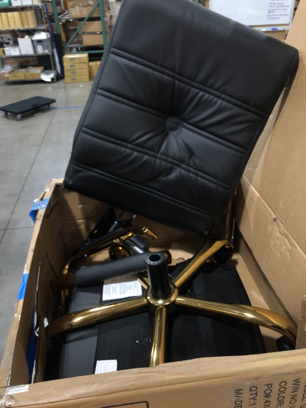 Photo 2 of Flash Furniture Whitney High Back Desk Chair - Black LeatherSoft Executive Swivel Office Chair with Gold Frame - Swivel Arm Chair
