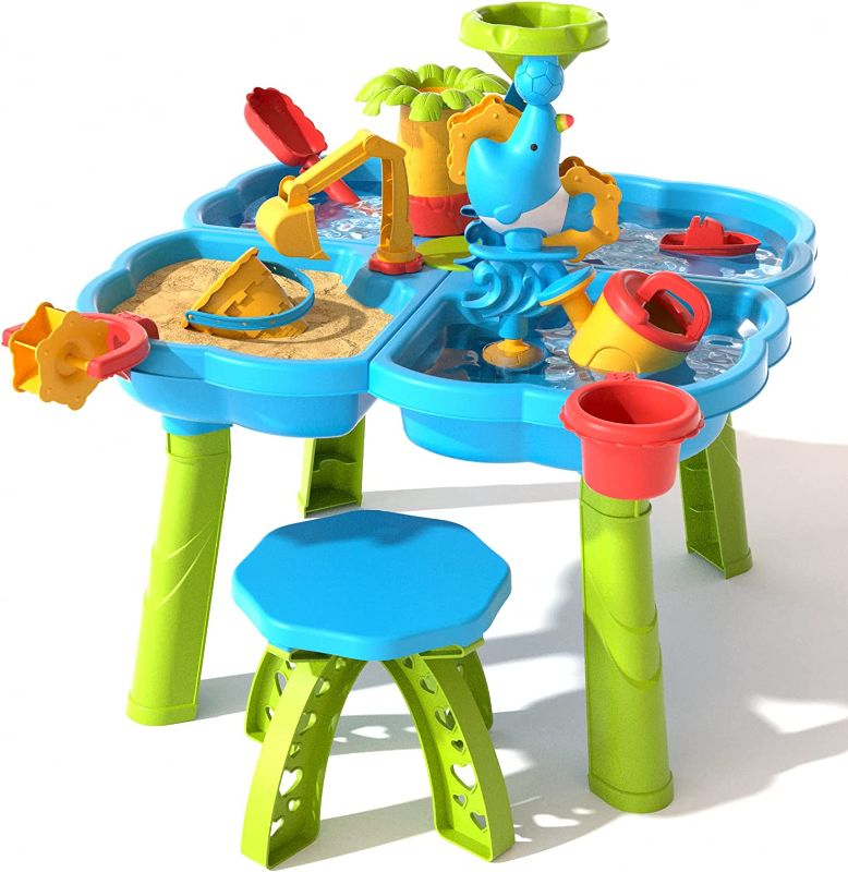 Photo 1 of EPPO Sand and Water Table Toy for Kids, 4 in 1 Water Showers Pond Water Table | Kids Water Play Table, Activity Table Summer Outdoor Toy 