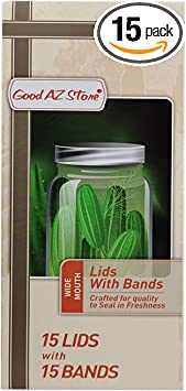 Photo 1 of Good AZ Store 30 Pcs (15 lids + 15 bands) Canning Jar and Rings for Wide Mouth Mason Jars Split-Type Bands Leak Proof Secure Caps with Silicone Seals (Silver), Size & (86 mm), (Wide_Lids_Bands)
