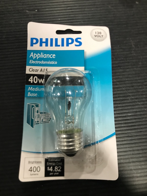 Photo 2 of 2 pack Philips 416768 Clear Appliance 40-Watt A15 Light Bulb