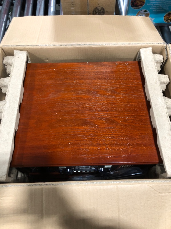 Photo 1 of Victrola Navigator 8-in-1 Classic Bluetooth Record Player with USB Encoding and 3-Speed Turntable Bundle with Victrola Wooden Stand for Wooden Music Centers with Record Holder Shelf, Mahogany