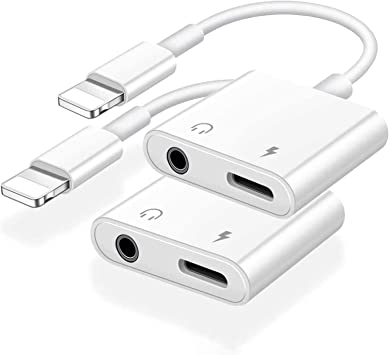 Photo 1 of [Apple MFi Certified] 2 in 1 Lightning to 3.5mm Earphone Audio & Charger Splitter Adapter, 2 Pack iPhone Headphone Adapter Connector for iPhone 11 Pro Xs Xr X 8 7 Plus,Support Calling & Music Control