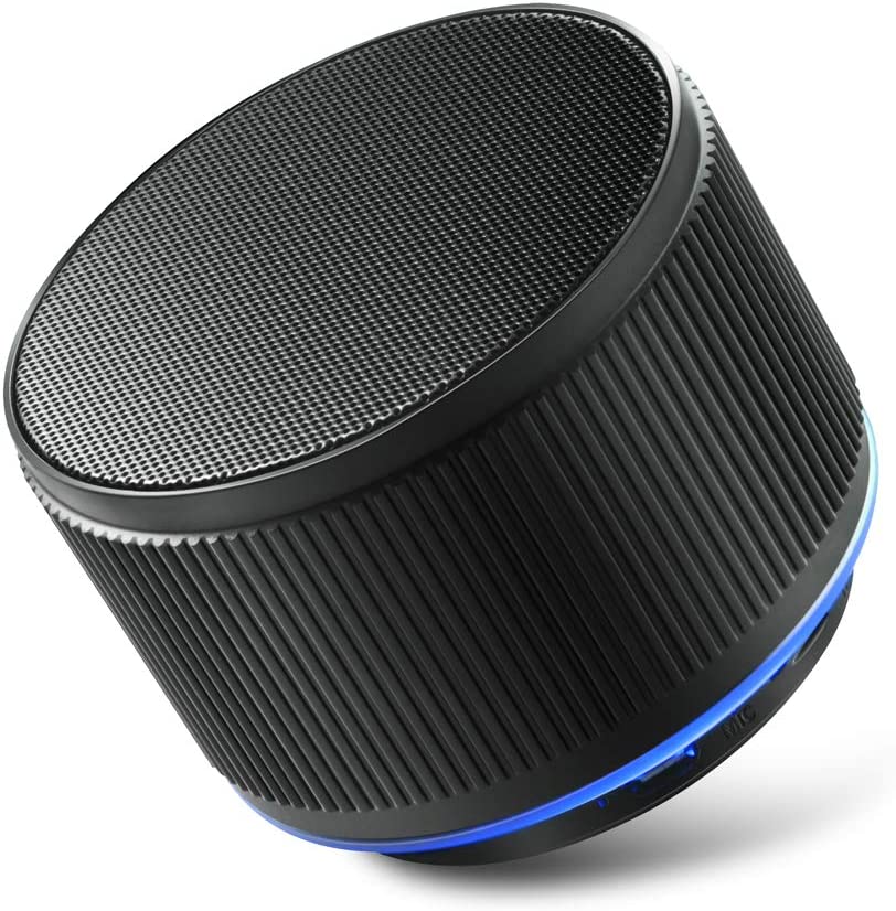 Photo 1 of Alfway Mini Small Portable Wireless Bluetooth Speaker with LED Light and Built-in Mic, Supports AUX Audio Input and TF Card Playing (Black)
