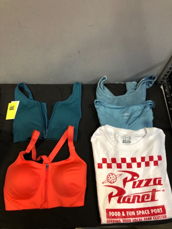 Photo 1 of 5 PC LOT, SHIRTS AND BRAS SIZE MEDIUM BRAS,34D

