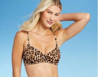 Photo 1 of 
Women's Pleated Front Bralette Bikini  - Shade & Shore Brown Animal Print 34C
 Extra Cheeky Bikini  -  M
