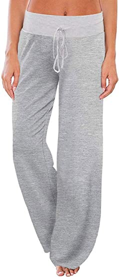Photo 1 of AMiERY Women's Comfy Casual Pajama Pants Floral Print Drawstring Palazzo Lounge Pants Wide Leg LARGE 
