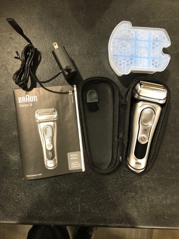 Photo 2 of Braun Electric Razor for Men, Waterproof Foil Shaver, Series 9 9390cc, Wet & Dry Shave, With Pop-Up Beard Trimmer for Grooming, Cleaning & Charging SmartCare Center and Leather Travel Case, Silver