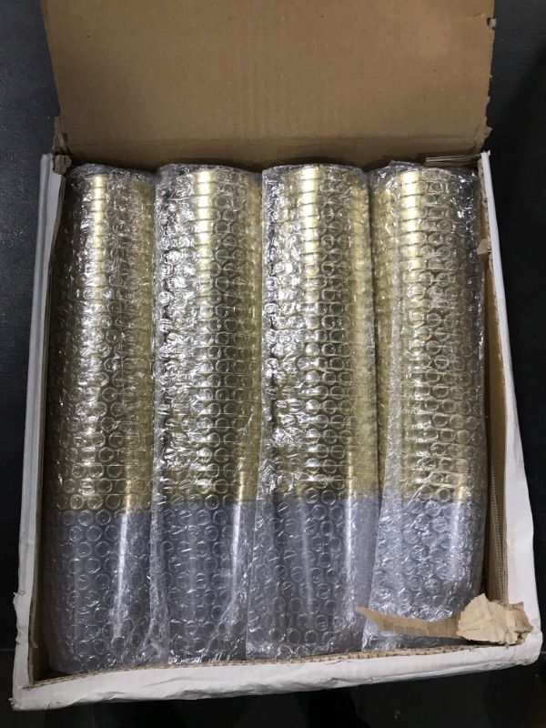 Photo 2 of 100 Premium Gold Plastic Cups - 12oz Double Gold Rim Clear Plastic Cups