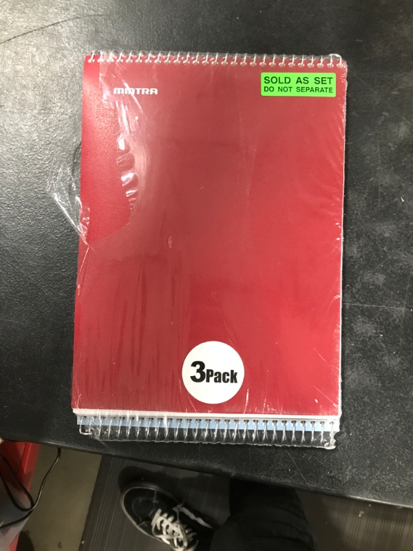 Photo 1 of Mintra Office Top Bound Durable Spiral Notebooks - (Various Colors, College Ruled) 3 Pack - Strong Back, Left-Handed, 100 Sheets, Moisture Resistant Cover, School, Office, Business, Professional Variety College Ruled 3pk