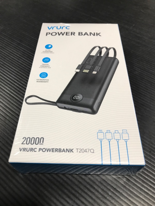 Photo 1 of Portable Charger with Built in Cords, VRURC 22.5W PD & QC 3.0 Fast Charging 20000mAh USB C Power Bank, 4 Output 2 Input LED Display Phone Battery Pack with Cable Compatible with iPhone,Samsung,Tablet
SEALED 