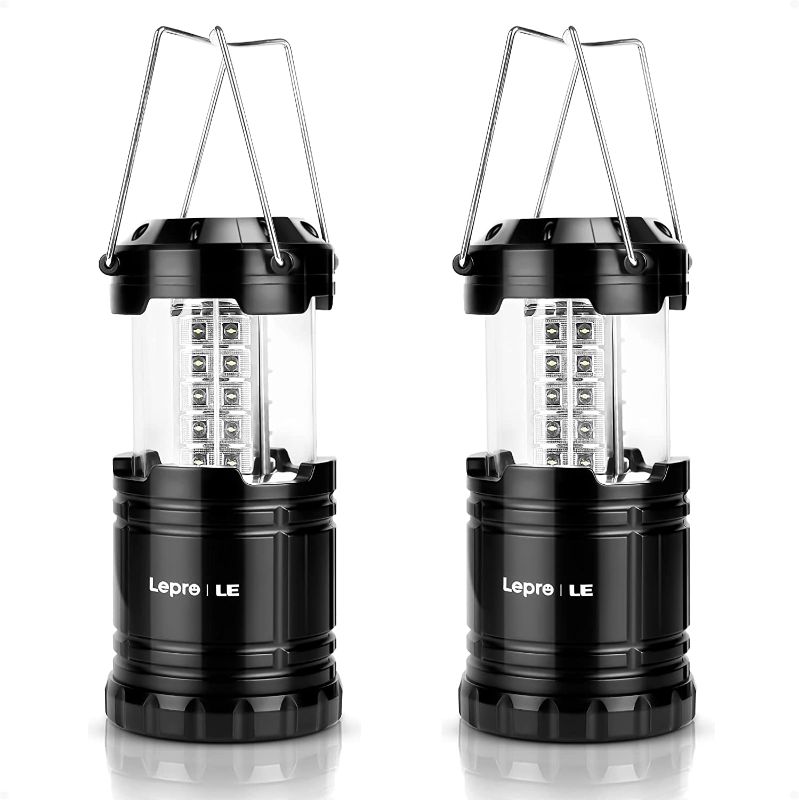 Photo 1 of Lepro LED Camping Lantern, Super Bright, Battery Powered, IPX4 Water Resistant, Portable Emergency Lights for Hurricane, Storms, Outages, Collapsible