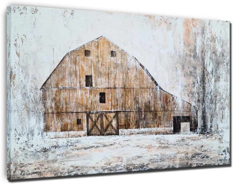 Photo 1 of YHSKY ARTS Barn Canvas Wall Art Hand Painted Rustic Painting Modern Abstract Farmhouse Pictures Aesthetic Artwork for Living Room Bedroom Bathroom Decor
Size: 36x48N

