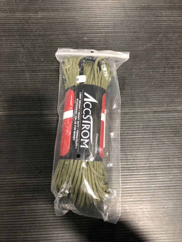 Photo 2 of 650lb Paracord Parachute Cord, Mil-Spec Type III, Nylon Paracord for Paracord Bracelet, Paracord Keychain(100ft, Olive Green) 100ft Olive Green