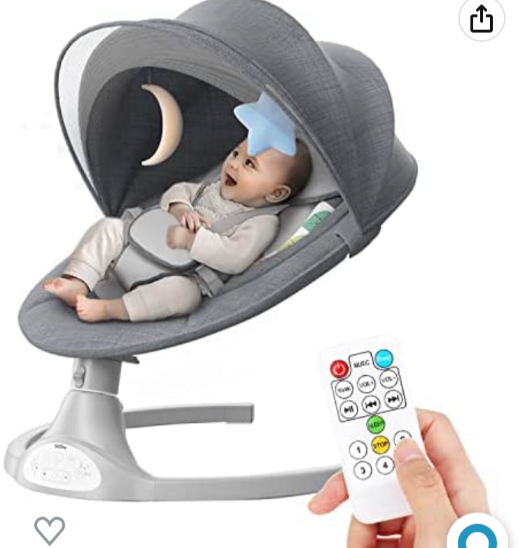 Photo 1 of Bioby Baby Swing for Infants with 5 Natural Sway Speeds,Bluetooth Music Baby Bouncer with Remote Control&5-Point Harness, Lightweight Baby Rocker for 5-20 Lb,0-10 Months?Grey?