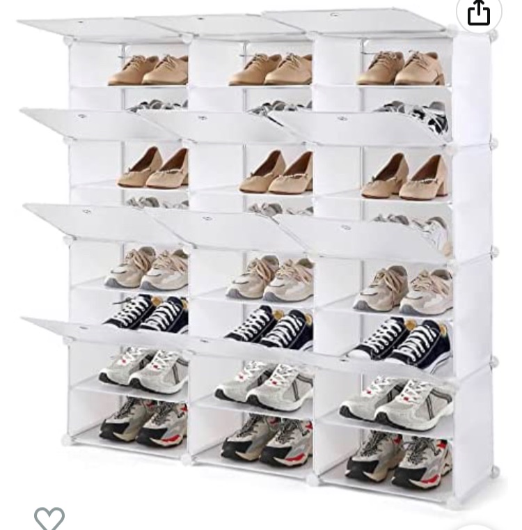 Photo 1 of ASDET U&I Shoe Rack Organizer, 8 Tier Shoe Storage Cabinet 48 Pair Plastic Shoe Organizer 24 Grids Shoe Shelves for Closet Hallway Bedroom Entryway, White