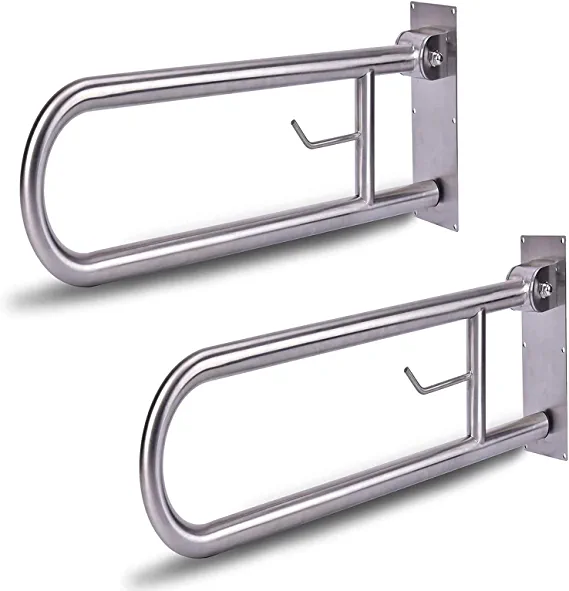 Photo 1 of 24in Handicap Grab Bars for Bathroom - Toilet Safety Rails Flip Up Grab Bar, Stainless Steel Toilet Grab Bar U-Shaped with Paper Holder for Elderly Bariatric Pregnant Disabled Commode
