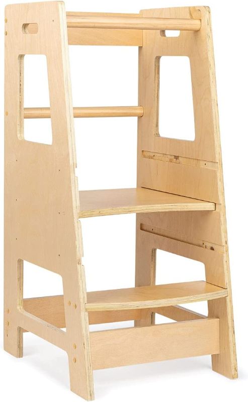 Photo 1 of  Child Standing Tower, Wood Step Stools for Kids, Toddler Step Stool for Kitchen Counter, The Original Kitchen Stepping Stool, Adjustable Platform, Natural Wood
