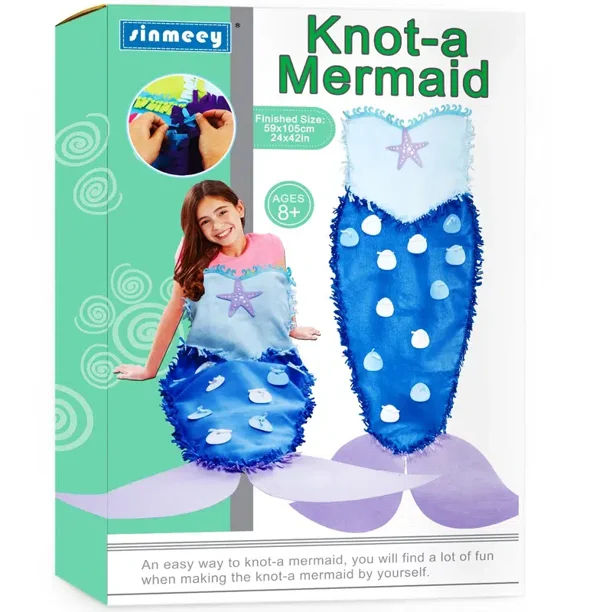 Photo 2 of Arts And Crafts For Kids 4-6 No Sewing Blanket Kit Craft Kits For Kids Make Your Own No Sew Felt Craft Kits Crafts For Kids Ages 4-8 Dream Mermaid Tail Blanket Knot A Mermaid Kids C
