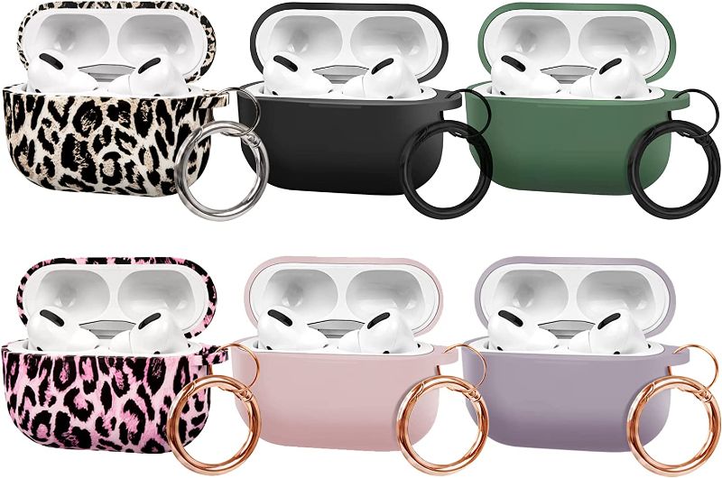 Photo 1 of MITERV Airpods Pro Case Cover Soft Silicone Protective Case for Apple Airpod Pro 2019 Front LED Visible Leopard/Pink Leopard/Black/Pink/Oliver Green/Lavender 