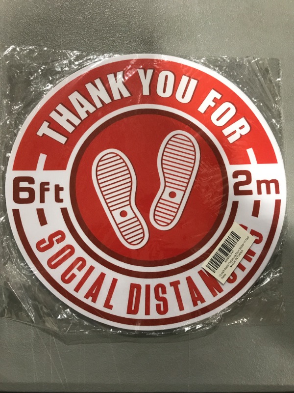 Photo 2 of 10 Pack 12-Inch Social Distancing Floor Decals - Professional Anti-Slip, Waterproof 6 Feet Social Distancing Floor Sticker Signs - Removable, for Hard Floors Or Carpet