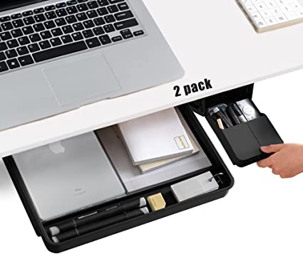 Photo 1 of 
Under Desk Drawer Storage Organizer - 2 Pack (Large and Small) Black - (Please Note Drawer Size / No Lip Under Desktop / Smooth Desktop)