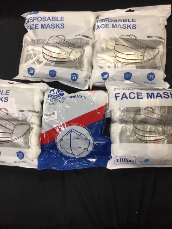 Photo 1 of 5 PACKS OF DISPOSABLE MASKS.
