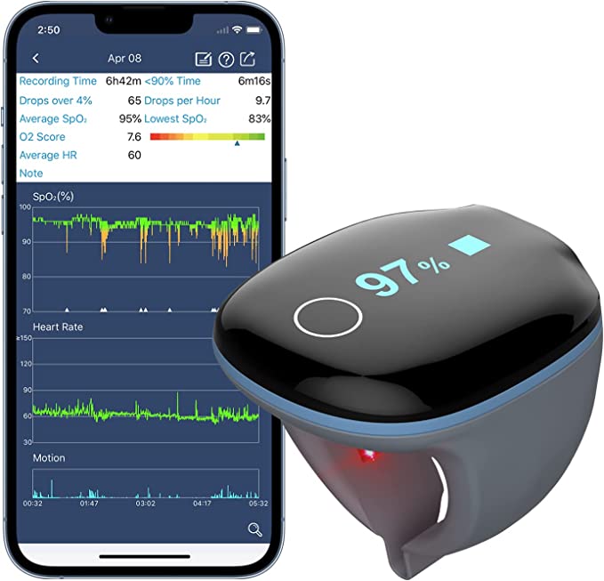 Photo 1 of Wellue O2Ring Oxygen Monitor - Pulse Oximeter Bluetooth Recording blood oxygen level and Heart Rate, O2 Tracker with Free APP Records | iF Design Award Winner