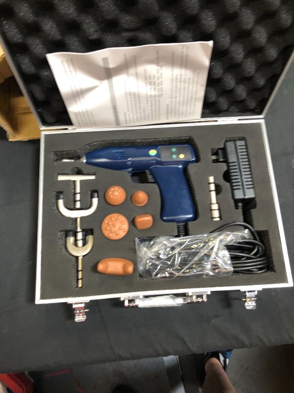 Photo 1 of 1100N Chiropractic Adjusting Tool Instrument Electric Impulse Gun Actuator Massager Professional Massage Equipment Magnetic Therapy Massage Gun (Blue)
