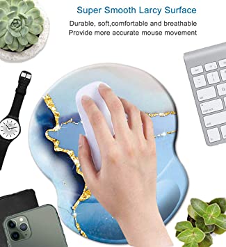 Photo 1 of Mouse Pad with Wrist Support, Non Slip Mousepad Wrist Rest for Office, Computer, Laptop & Mac- Durable & Comfortable & Lightweight Ergonomic Support Mouse Mat (Pretty Marble-Wrist-1)