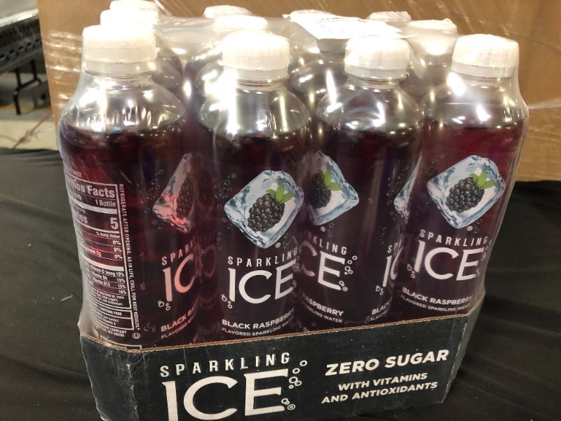 Photo 2 of 2 PACKS Sparkling ICE, Black Raspberry Sparkling Water, Zero Sugar Flavored Water, with Vitamins and Antioxidants, Low Calorie Beverage, 17 fl oz Bottles (Pack of 12pcs) 24 TOTAL BEST BY 08- 08 -2022
