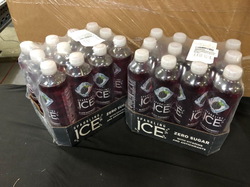 Photo 3 of 2 PACKS Sparkling ICE, Black Raspberry Sparkling Water, Zero Sugar Flavored Water, with Vitamins and Antioxidants, Low Calorie Beverage, 17 fl oz Bottles (Pack of 12pcs) 24 TOTAL BEST BY 08- 08 -2022
