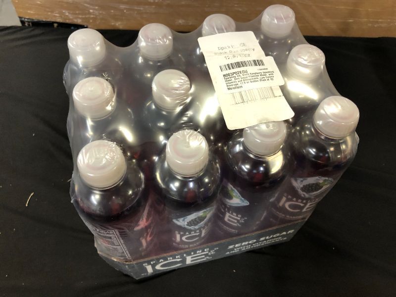 Photo 2 of 2 PACKS 24 Bottles Sparkling ICE, Black Raspberry Sparkling Water, Zero Sugar Flavored Water, with Vitamins and Antioxidants, Low Calorie Beverage, 17 fl oz Bottles (Pack of 12pc) 24 TOTAL BEST BY 08- 08 -2022
