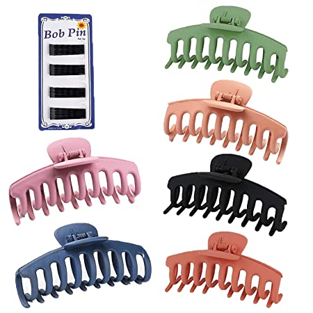 Photo 1 of 6 Pack Large Hair Claw Clips,with 36 PCS Hair Pins for Women and Girls Thin Hair,Strong Hold 4 Inch Hair Clips for Thick Hair Accessories(A)
