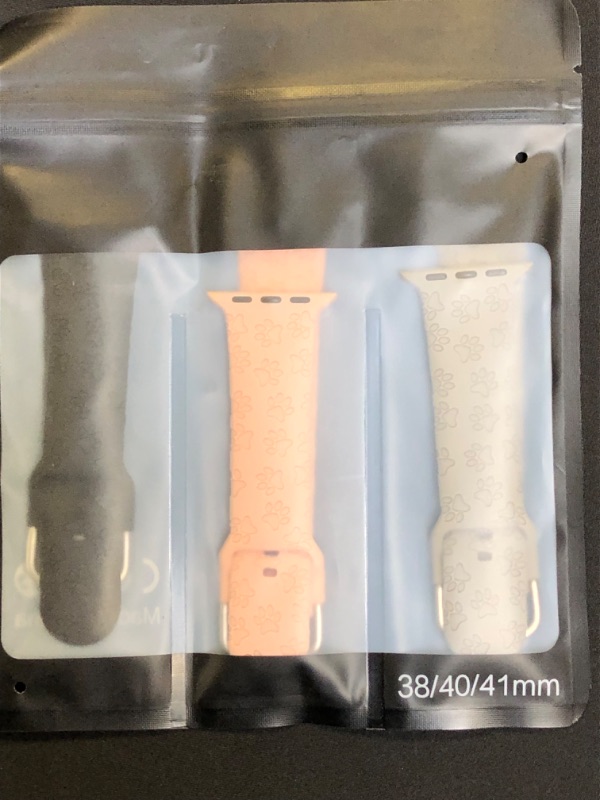 Photo 2 of 3 Pack Silicone Engraved Strap Compatible with Apple Watch Band 38mm 40mm 41mm, Fancy Laser Printed Sport Band Compatible with iWatch Series 7 6 5 4 3 2 1 SE
