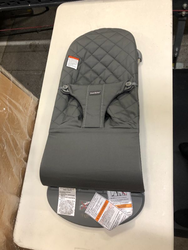 Photo 2 of BabyBjörn Bouncer Bliss, Quilted Cotton, Anthracite-- Packaging Damaged