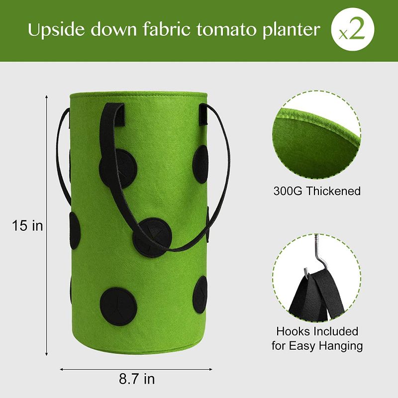 Photo 2 of 2 Pack Black and Green Upside Down Tomato and Herb Planter