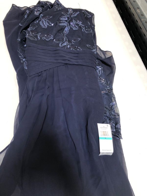 Photo 2 of Alex Evenings Women's Long Lace Top Empire Waist Dress  SIZE  16