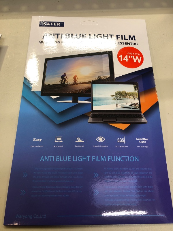 Photo 2 of 14 Inch(12.2"x6.9") Light Blocking Screen Film Type for Laptop Screen Protector/Filter Anti Glare Anti Blue Light Bubble Free Touch-Screen