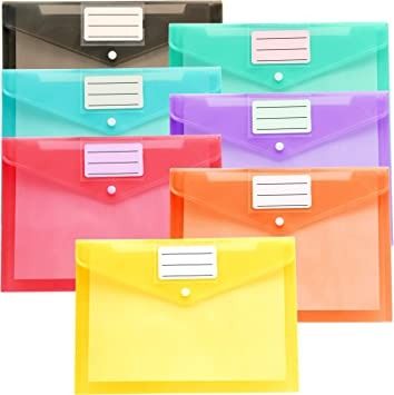 Photo 1 of Youngever 21 Counts Plastic Document Envelopes Folders, Poly Envelopes, Document Folders, 7 Assorted Colors