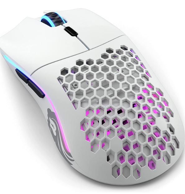 Photo 1 of Glorious Gaming - Model O Wireless Gaming Mouse - RGB Mouse with Lights 69 g Superlight Mouse Honeycomb Mouse (Matte White Mouse)