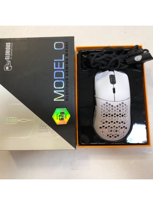 Photo 2 of Glorious Gaming - Model O Wireless Gaming Mouse - RGB Mouse with Lights 69 g Superlight Mouse Honeycomb Mouse (Matte White Mouse)