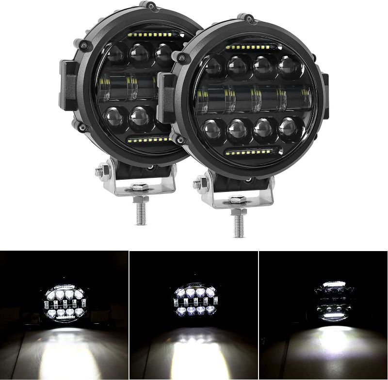 Photo 1 of 1 PCS Round LED Off Road Lights Round LED Work Light 60W Round LED Fog Lights Pod Daytime Running Light Driving Light Wrangler Truck Pickup SUV ATV UTV Spot Flood Beam Off-Road Light Bar
