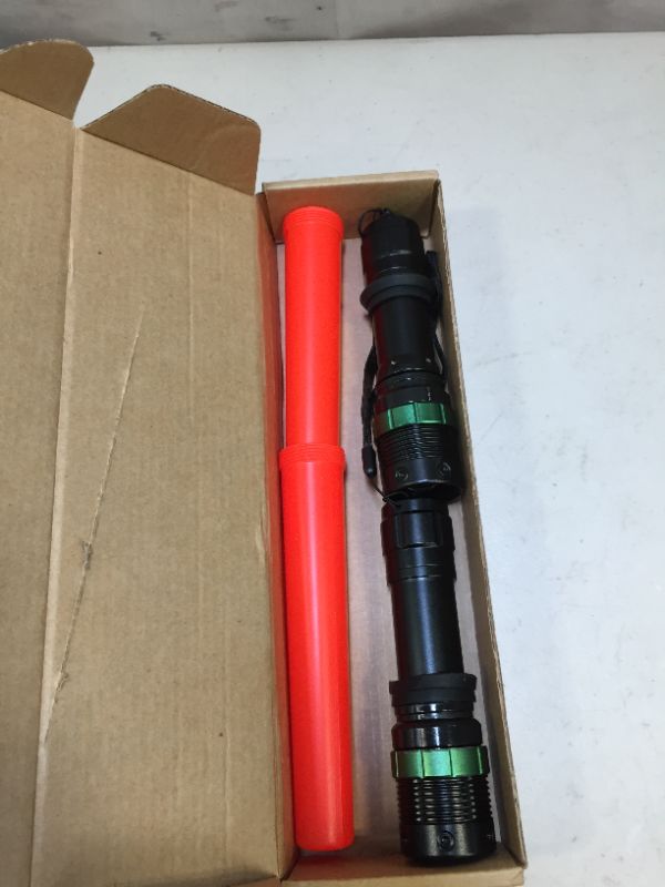 Photo 2 of [2 Pack] RoadHero 11 Inch Traffic Control Wand, Traffic Directing Flashlight with 5 Flashing Modes, Safety Signal Wand Work Light Flashlight for Airport with Wrist Strap Lanyard and Side Clip
