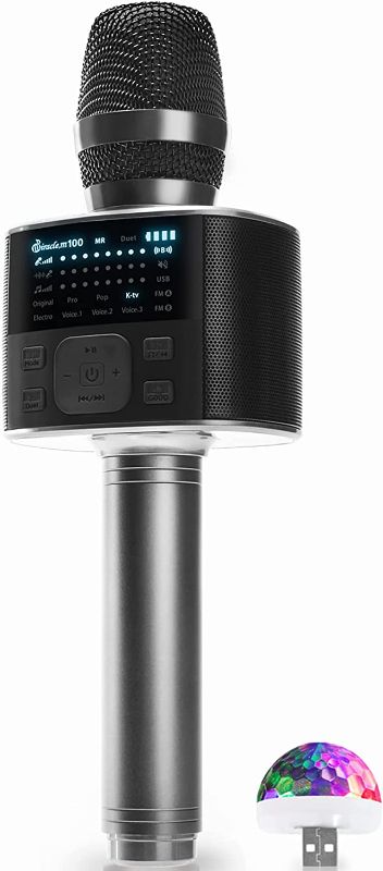 Photo 1 of M100 - Bluetooth Karaoke Microphone, Carpool Karaoke Microphone, Bluetooth Microphone Wireless, Portable Handheld Karaoke Mic and Speaker with LED Screen, Wireless Microphones for Kids and Adults
