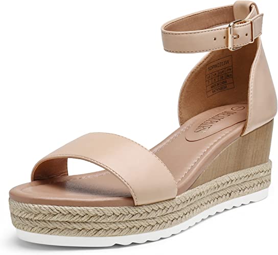 Photo 1 of DREAM PAIRS Womens Open Toe Espadrilles Dressy Platform Sandals Buckle Ankle Strap Wedges Sandals 5.5 
