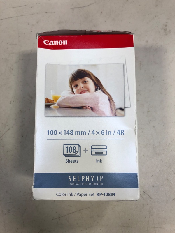 Photo 2 of Canon KP-108IN 3 Color Ink Cassette and 108 Sheets 4 x 6 Paper Glossy for SELPHY CP1300